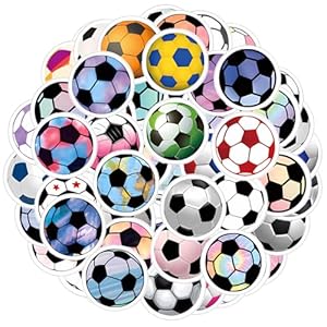 Giantree 60 Pcs Soccer Stickers, Waterproof Soccer Ball Stickers Soccer Accessories Water Bottles Laptop Car Luggage Mobile Phone Skateboard Decal Decor Perfect Soccer Gifts for Girls and Teenagers
