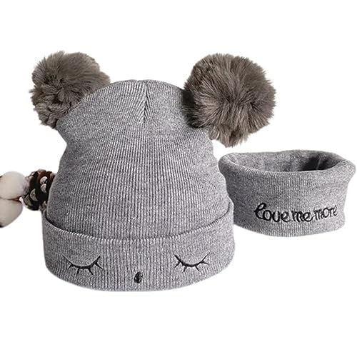 Image of F Y V Baby Kids Winter Beanie Cap with Warm Knitted Woollen Fur Lined Hat for Boys and Girls Age 1 to 6 Years Soft Stretchable Winter Cap Ear Cover