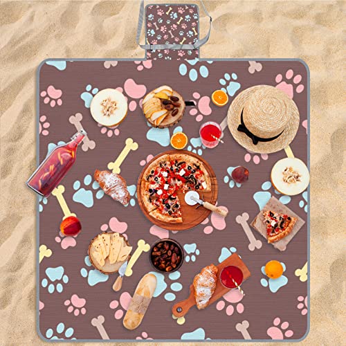 Bardic Cobertor de piquenique tapete de praia ossos de animais de cachorro, suporte impermeável dobr