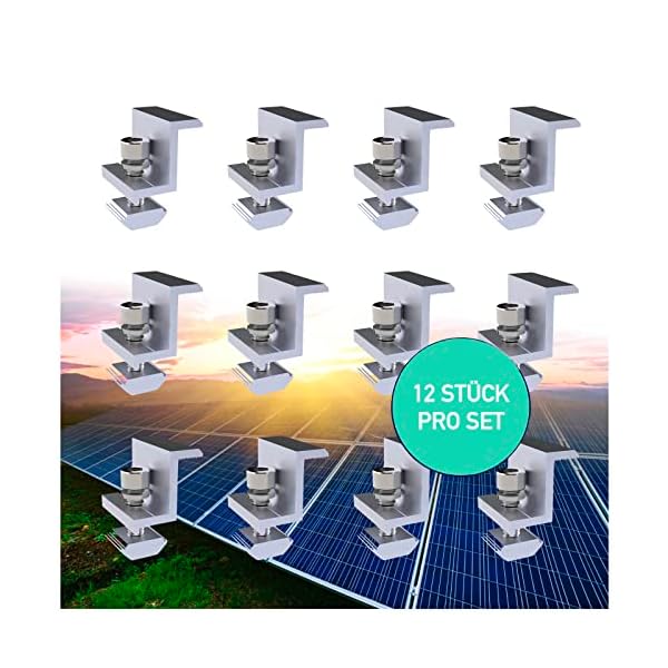 Solarmodul Halterung Befestigung Montage Solar Montageset Endklemmen Mittelklemmen 35mm Z-Winkel PV Modul Solarpanel Photovoltaik Solar Balkonkraftwerk Aluminium | mahona