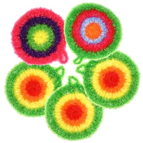 YOSADIER 5 Piezas Paños de Cocina Almohadillas de Limpieza Reutilizable Absorbente Redondo Colgante Cocina lavavajillas Trapo para Lavar Platos Toallas Lavar Ropa poliéster Color Aleatorio