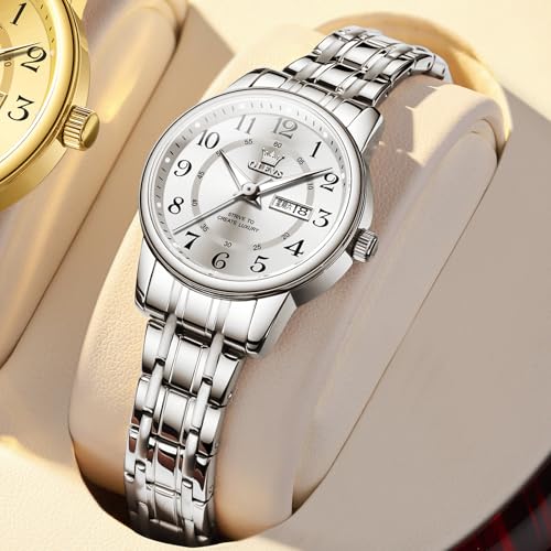 Image of OLEVS Watch Women Two Tone Watches for Women with Date Dress Womens Watches for Small Wrists Luxury Easy Read Women's Watch Waterproof Blue /Black /Gold /Silver Dial Reloj para Mujer