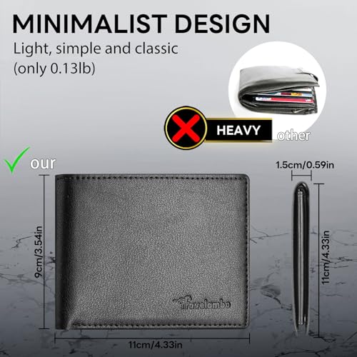 Wallet for Men, Premium Classic Mens Wallet Minimalist Slim Bifold Wallet, RFID Blocking Wallet with 10 Credit Card, 2 ID Window and 2 Cash Slots, Leather Compact Wallet, Front Pocket Card Holder4