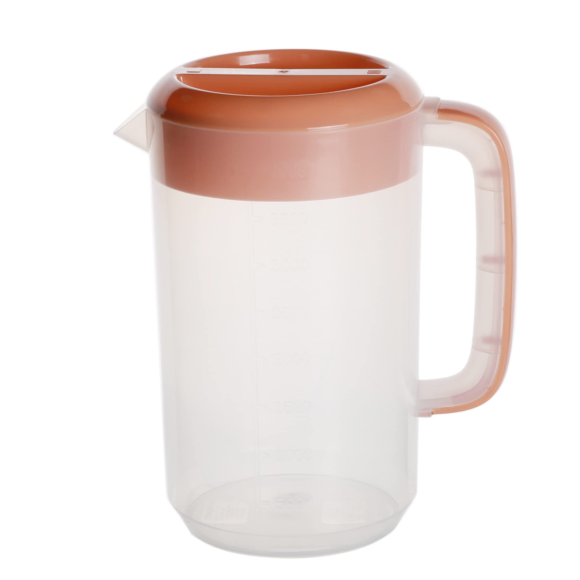 Jarra coladora de plástico de 1 galón/4L con tapa, jarra grande de agua transparente para mezclar jugos con tapa de coladores, asas, medidas para té helado, bebidas frías y calientes, mezcla de café