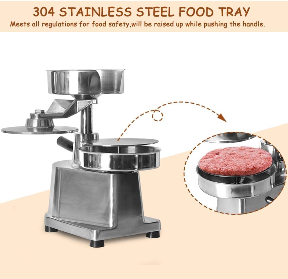 Perfect Patties BBQ Burger Maker Machine, Stainless Steel Hamburger Press, Commercial Manual Patty Former