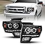 AmeriLite Xtreme LED Halos Black Projector Headlights Set for 2009-2014 Ford F150 Pickup - Passenger and Driver Side