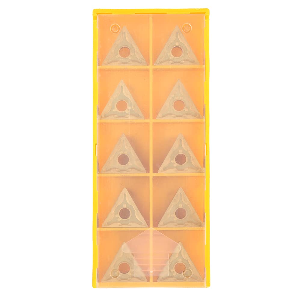 10Pcs Triangular CNC Insert Double Side for Steel Semi Finishing and Roughing, T9125, Choice of R0.4 or R0.8 Sharpness, Strength and Durability (T9125-160404 (R0.4))