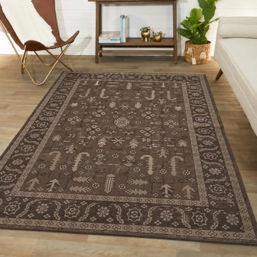Image of Medallion Vintage Look Carpet for Living Room Bedroom Dining Room | Washable Area Rug with Non Slip TPR Backing | Modern Floor Carpet for Home(Design03-6x9 Feet)