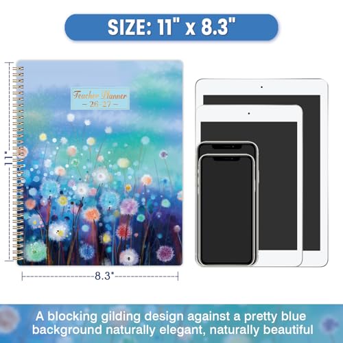 Teacher Planner 2026-2027 - Planner 2026-2027, Teacher Lesson Planner from July 2026 to June 2027, 11" x 8.3", Weekly & Monthly Lesson Plan Book for Teachers - Blue Floral — view 3