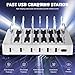 Charging Station for Multiple Devices, 6-Port USB Fast Charger with 6 Mixed Cables, Multi-Device Charging Dock for iPhone, iPad, Android Phones, Tablets, Kindle (Silver, Desktop & Wall Mount)