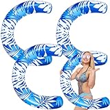 Halloscume 3 Pack Inflatable Swimming Pool Noodles Jumbo Blue Curved Swimming Float for Adult 45 x 30 Inch Hawaiian Tropical Leaves Noodle Summer Float Beach Party Vacation Pool Sea Beach Lake