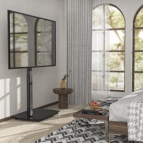Rfiver Tv Floor Stand With Swivel Mount, Universal For 32-65 Inch Lcd Led Flat Screens, Black Height Adjustable Space Saving Corner Tv Stand For Home Office With Wire Management, Vesa 400X400 Mm #TOP3