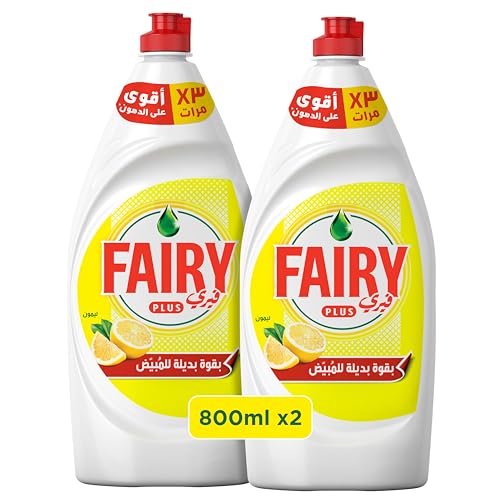 Fairy Plus Lemon Dishwashing Liquid Soap with alternative power to bleach 2x800 ml