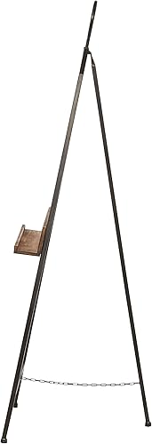 Miniatura 10 de Deco 79 Caballete de exhibición de metal, grande, ajustable, con soporte de cadena y bandeja de madera, soporte de exhibición de 16 x 18 x 52 pies,