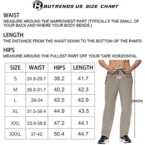Butrends Wandelbroek voor heren, licht, waterdicht, outdoorbroek, wandelen, bergbeklimmen, met zakken met ritssluiting, elastische taille, workout-hardloopbroek, elastische ademende sportbroek - Image 8