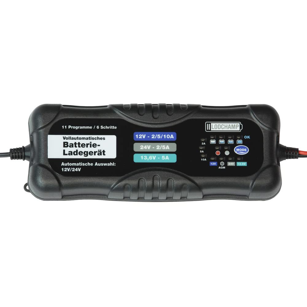 Bundle, 10A/5A Intelligentes Batterieladegerät, 12V/24V KFZ/LKW Ladegerät, Erhaltungsladegerät und Batterie Trennschalter Poltrenner Batterietrenner