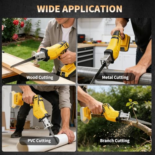Cordless Reciprocating Saw for Dewalt 20V Max Battery, Power Recipro Saw, 0-3500 SPM Variable Speed, 4 Saw Blades Kit Cutting Tool for Wood Metal PVC (Battery Not Included) thumbnail 7