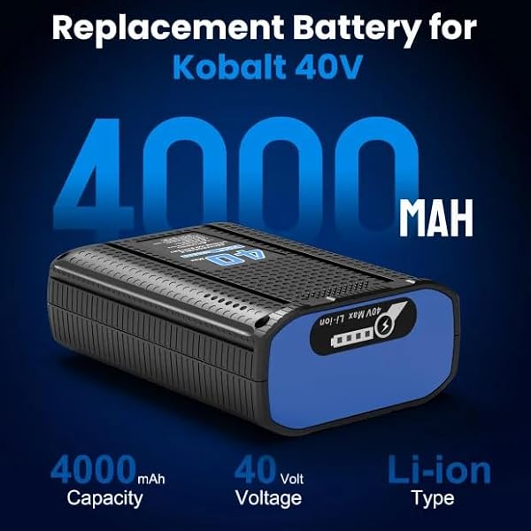 LiBatter Replacement for Kobalt 40V Battery 4.0Ah 1Pack, for 40V Kobalt Battery KB240-06 KB2540C-06 KB240-03 KB440-03, Compatible with Kobalt 40V Max Chargers&Cordless Power Tools - 1