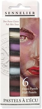 SENNELIER Extra-Soft French Pastel for Professional Artists, Half Pastel Portrait Light inspired Set of 6