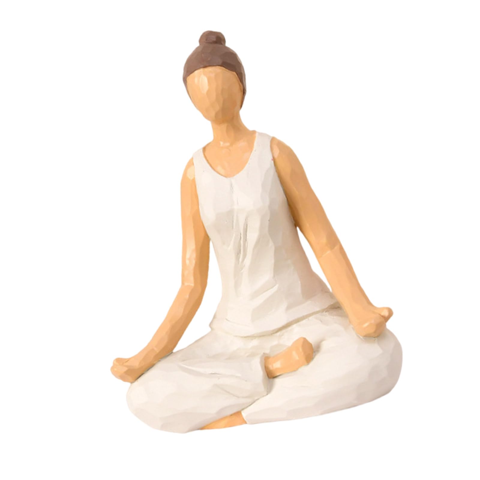 Msioytog Meditations Woman Sculpture Figurines for Interior Home Decors Woodcut Effect Resins Meditations Pose Statue Ornament Woman Figurine
