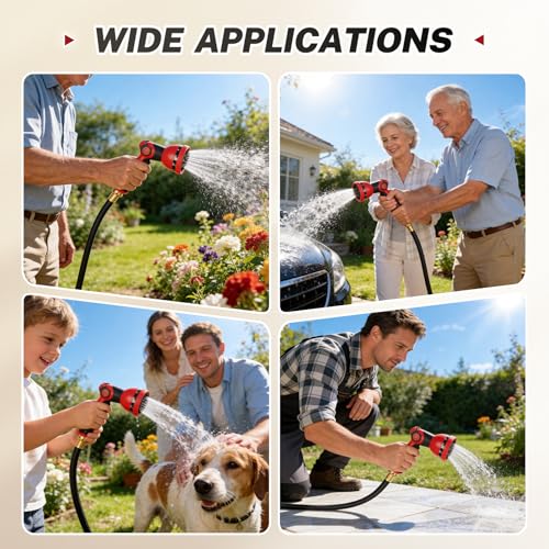 BILITOOLS Retractable Garden Hose Reel 5/8 in x 50 ft, Wall Mounted Water Hose Reel for Outside with Any Length Lock, Slow Auto Rewind Anti-Tangle System, 180° Swivel Bracket & 10-Pattern Spray Nozzle by BILITOOLS - Image 9