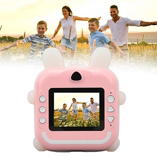 Câmera impressa, câmera inteligente de desenho animado 24MP ABS impressão térmica para fotos (rosa)