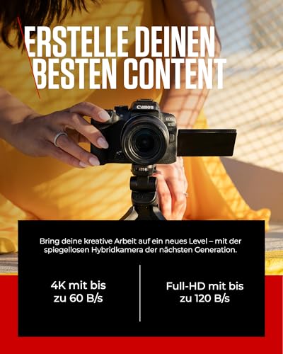 Canon EOS R10 Kamera spiegellose Camera + RF-S 18-150mm F4.5-6.3 is STM Objektiv (Hybridkamera, DSLR Upgrade, 15 B/s, 4K Videos, Dual Pixel CMOS AF II Fokussystem, WLAN) schwarz