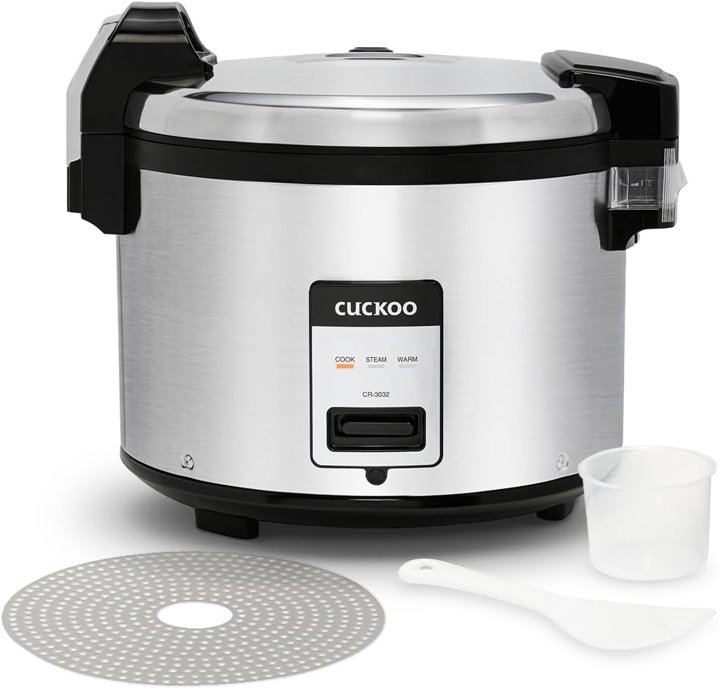 CR-3032 30-Cup (Uncooked) / 60-Cup (Cooked) Large Capacity Commercial Rice Cooker & Warmer with Nonstick Inner Pot, Switch Press (Silver/Black)