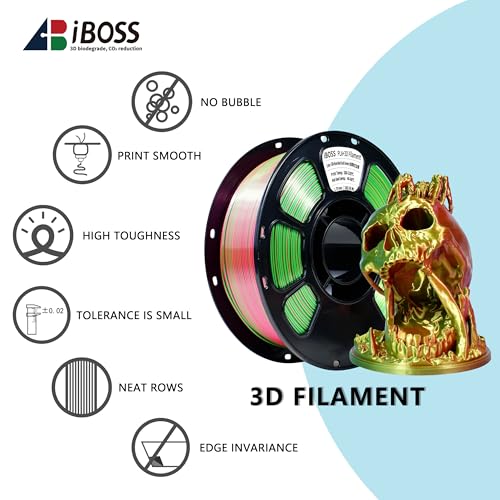 Image of iBOSS Silk Rose Gold Green PLA Plus Filament, Shiny Silk PLA+ 3D Filament, 1kg 3D Printer PLA PRO Filament 1.75mm + / -0.02mm,Suitable for Most FDM Printers (Silk Rose Gold Green)