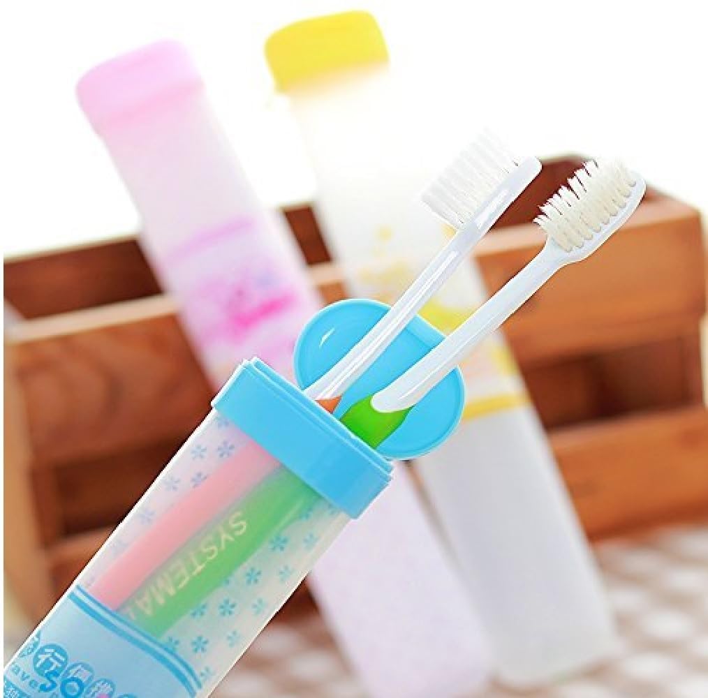 Prostuff.in Plastic 2 Pcs Toothbrush Holder with Cap Antibacterial Toothbrush Case Cover, Travelling Accessories Multi Color 1