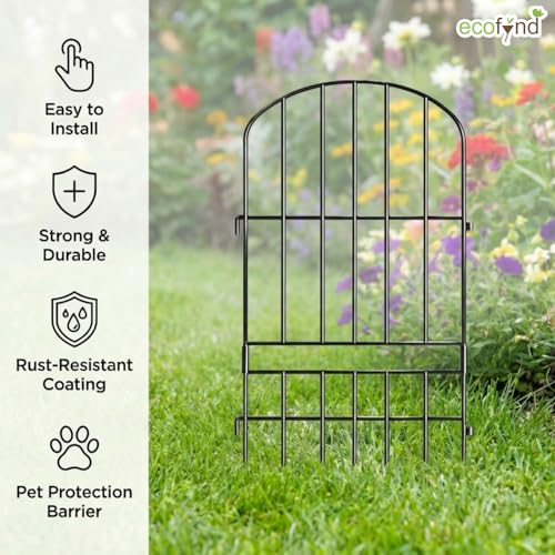 Image of ecofynd (2.3ft H X 5.2ft L) Decorative Garden Fence, 5 Pack Dig Fence Animal Barrier for Dog, Arched Flower Bed Edging, Wire Border Panel for Dogs, Rabbits, Landscape Patio Yard Outdoor Decor, GF7