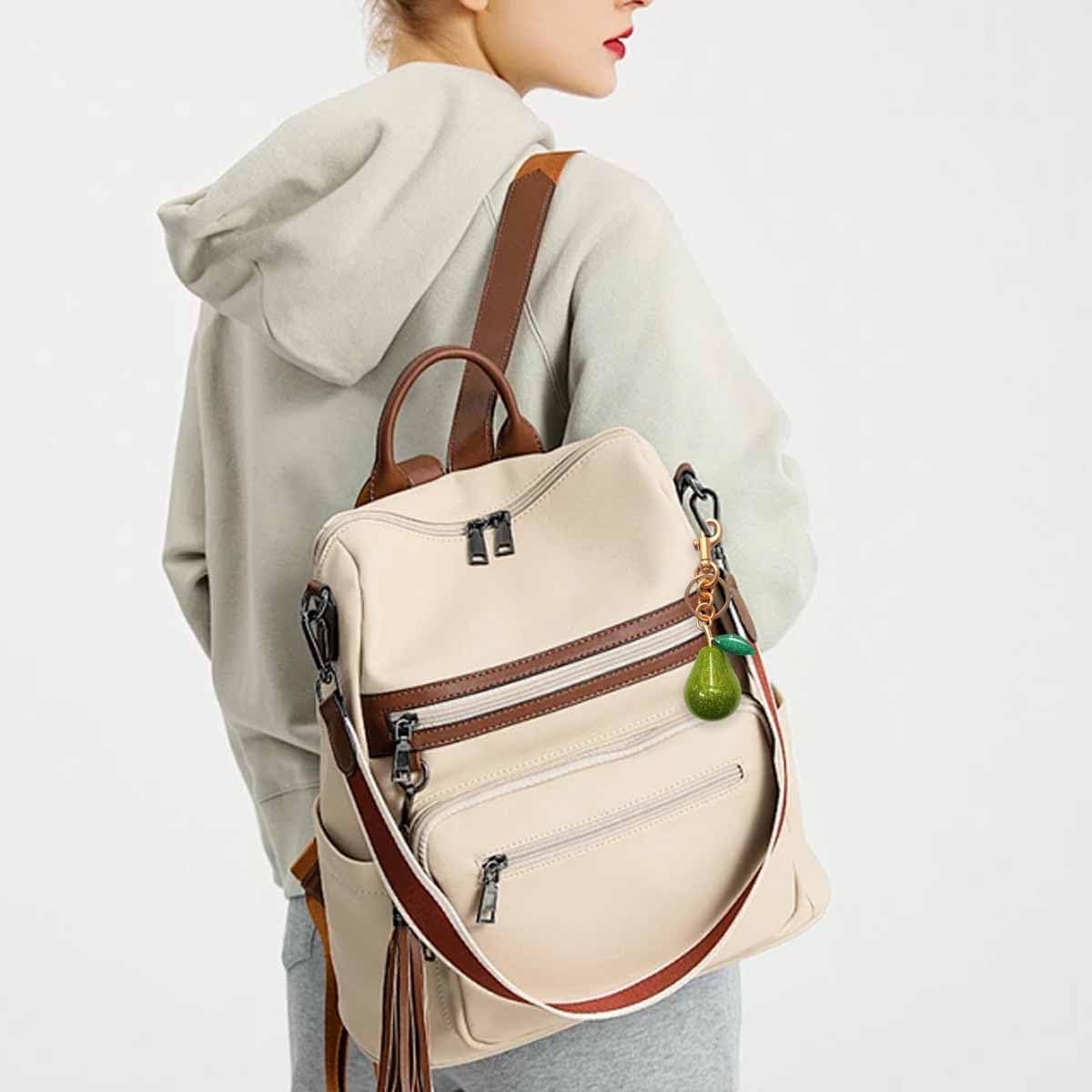 2 PCS Pear Bag Charms Cute Fruit Keychains Shiny Purse Charm Fashion Key Chain Accessories for Women Girls for Handbag Backpack Crossbody Bags Decorative Widgets (Green, Orange - Image 5