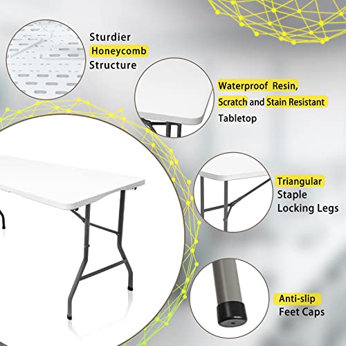 CAMP SOLUTIONS Plastic Folding Table, 5 FT Folding Table, Portable Tables for Dining Parties Card Picnic Camping by CAMP SOLUTIONS - Image 6