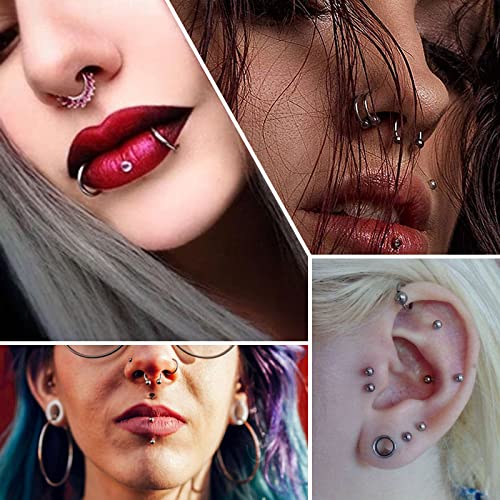 Kit de piercing Unihubys – 55 peças profissional de piercing corporal de aço 14 G 16 G agulhas de pi