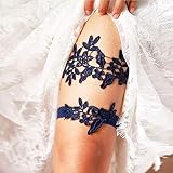 JWICOS Bridal Garters Wedding Lace Floral Garter Flower Garter Stretch Bride Accessory for Women and
