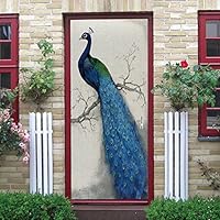 Stickers Porte Trompe L'oeil Asie Poster Pour Porte Fleurs De Cerisier À L'encre Papier Peint Autocollant Porte Chambre Décoration Auto Adhésif Imperméable Sticker Porte 90x200 Cm A5433