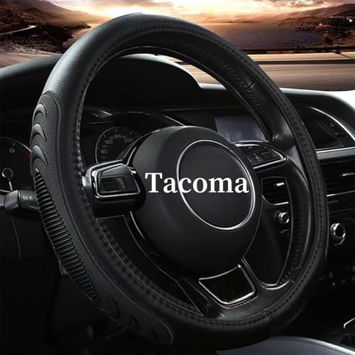 Leather Steering Wheel Cover for Toyota Tacoma 4Runner Tundra, 15.5-16 inches Car Steering Wheel Cover with Anti-Slip Massage Particle (Black)