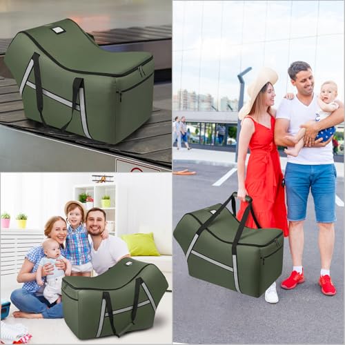 Image of Infant Car Seat Travel Bag for Airplane Compatible with All Nuna Pipa Car Seat and Base,Chicco KeyFit 30 and Base, Padded Car Seat Bags for Air Travel,Car Seat Gate Check Bag with Side Pocket, Green