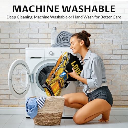 Image of Excavator Blanket for Boys - Lightweight Warm Yellow Blankets - 40 inchx50 inch Inches Construction Throw for Decoration - Cool Construction Gifts