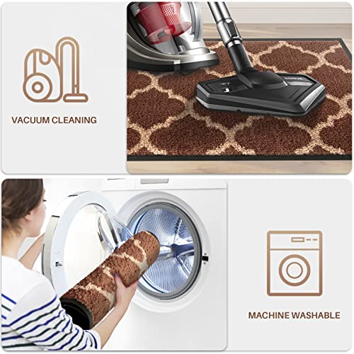 Mibao Indoor Door Mat, 16"X24", Non-Slip Resist Dirt Entrance Outdoor Rug, Super Absorbent Front Doormats, Rubber Mats For Floor, Machine Washable Outdoor Mats For Entryway, Brown #TOP5