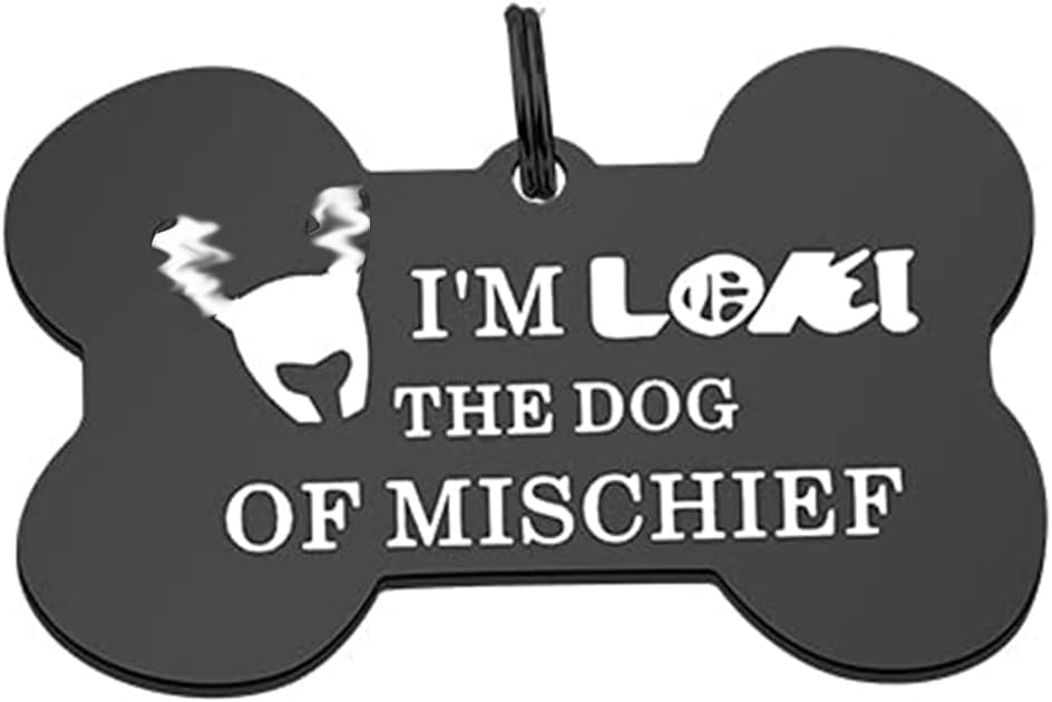 ENSIANTH Funny Dog Collar Tags Dog of Mischief Gift Dog
