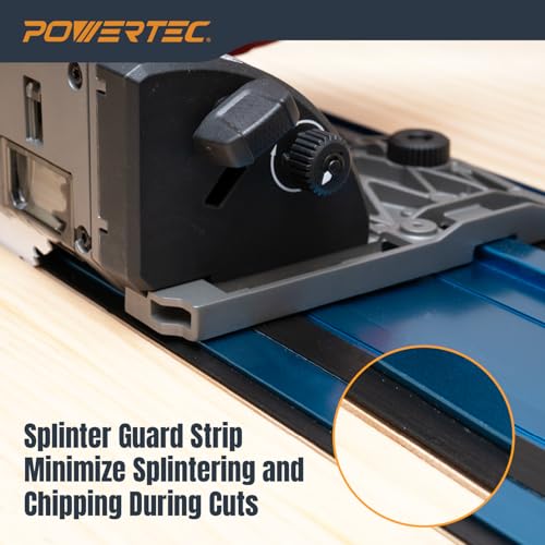 Image of POWERTEC 72461 110 inch Track Saw Guide Rail Joining Set for Milwaukee Track Saws w /Quick Release Ratcheting Clamps for Woodworking Projects