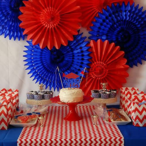 Graduation Cake Topper Congrats Grad Cupcake Toppers Kindergarten High School College University Glitter Decoration Blue Red #TOP3