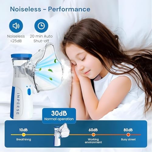 Image of Nebulizer Machine for Baby, Kids and Adults, Silent Mini Vaporizers Handheld Atomizers Nebuliser for Cold, Cough, Steam Inhaler with Fine Mist Technology, for Home and Travel Use, Portable