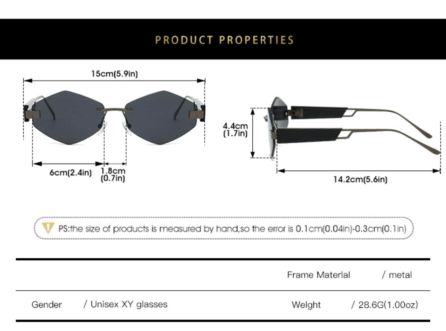 Gafas de sol sin marco con personalidad