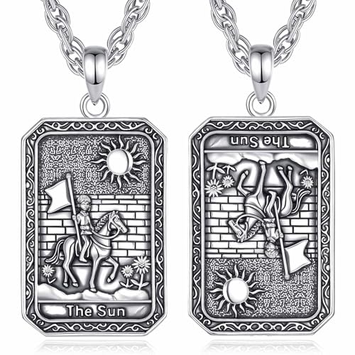 Collier Tarot Soleil pendentif double face amulette zodiaque chance pour femme