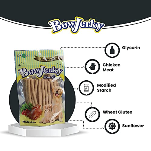 Image of Chicken & Milk Dog Treats 200g - Protein Rich Treats for Training & Reward, Healthy Jerky Sticks for Puppies & Adult Dogs, Low Fat Nutritious Snack, Tasty Chew Treats for All Breeds
