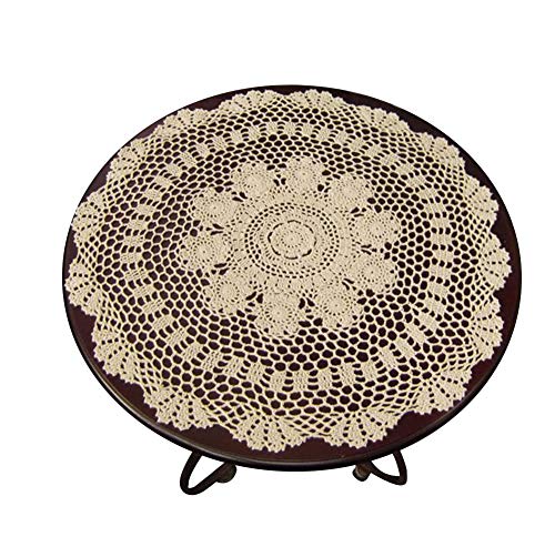 Laivigo New Handmade Crochet Cotton Lace Round Table Cloth Doilies Doily,22 Inch,Beige