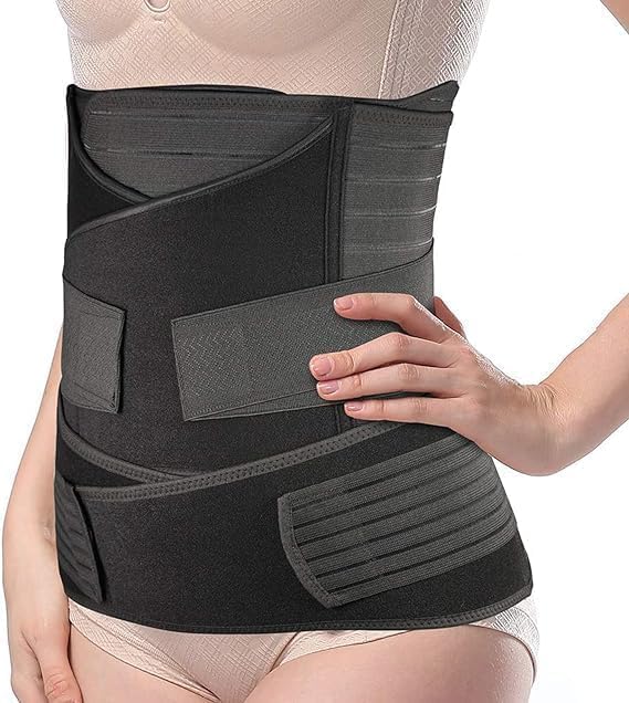 3 Pcs Postpartum Belt After Delivery Recovery Support Belt For Women | Abdominal Waist Pelvis Tummy Support Wrap Post Pregnancy Shapewear After C Section Maternity Belt Black-image-17