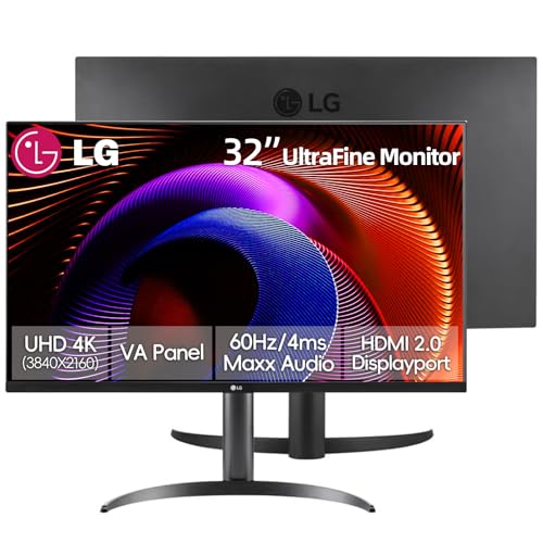Image of LG 32 inch 4K UHD (3840 x 2160) Ultrafine Computer Monitor, HDR10, Dynamic Action Sync, 90% DCI-P3, OnScreen Control, Built-in Speakers, Black Stabilizer, Flicker Safe, Tilt Adjustment, DisplayPort & HDMI